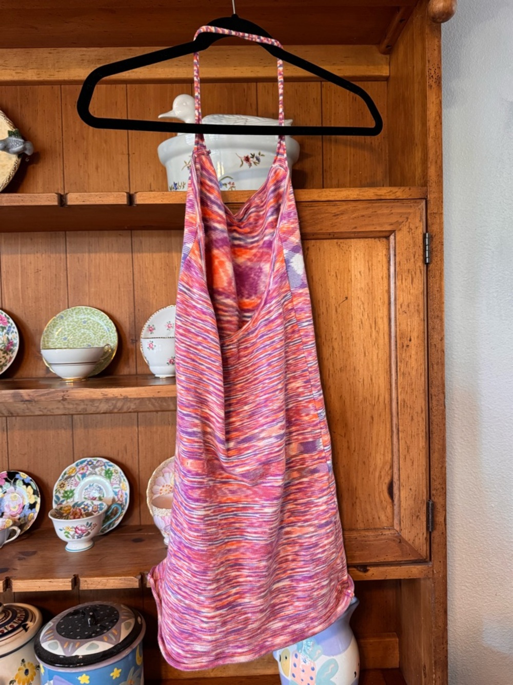 Gimaguas 100% cotton mini halter dress Pink Orange Multicolor Halter Knit Dress - Picture 5 of 5